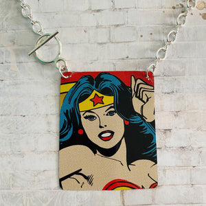 Wonder Woman in Action Tin Necklace