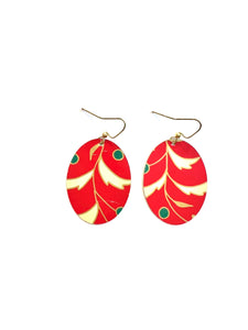 Red Patterned Tin Earrings
