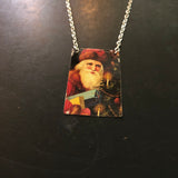 Santa with Candles Tin Necklace