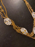 Multi Strand Gold with Oval Tin Necklace and Crystal