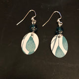 Aqua Leaves Tin Earrings with Bead