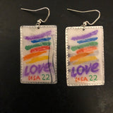 Love Stamp on Silver Tin Earrings