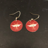 Gold Butterfly on Red Tin Earrings
