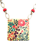 Large Multicolored Floral Tin Necklace
