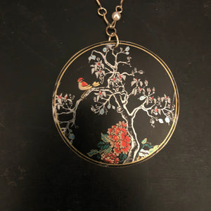 Floral and Tree Asian Tin Necklace